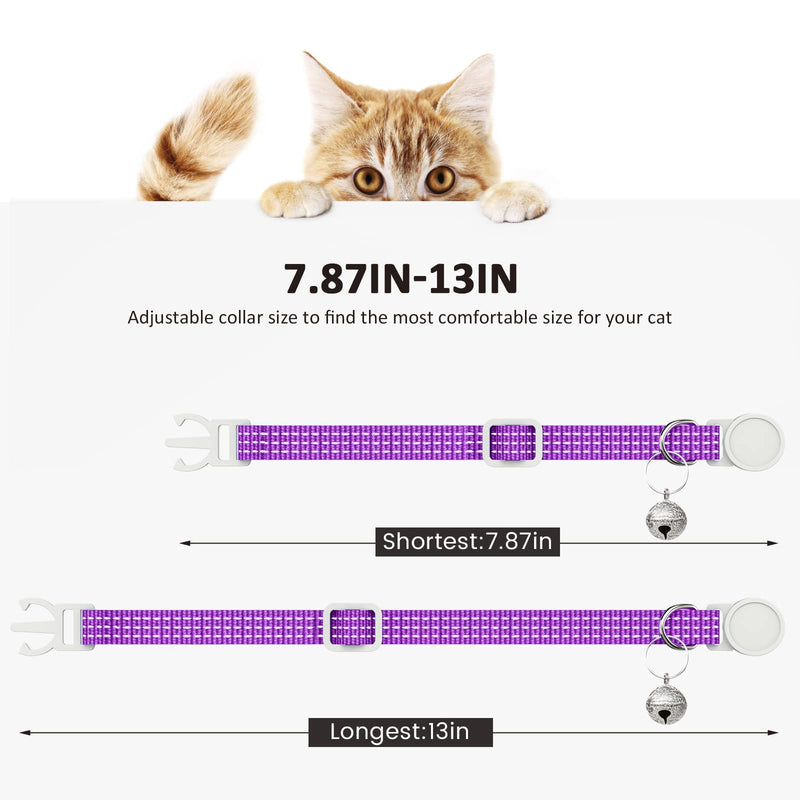 5 Pack Reflective-Breakaway Cat Collars with Bells,Adjustable Small Cat Collar,Ideal for Girl Cats Male Cats Kittens Puppies,Pet Supplies Stuff Accessories 7.9" - 13" (5 Bright Colors) 5 Bright Colors - PawsPlanet Australia