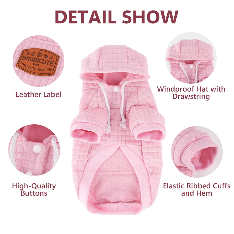 2 Pack Dog Hoodie Sweaters for Small Medium Dogs Warm Dog Clothes for Large Dogs Soft Waffle-Like Laminated Sweatshirt Bulldog Pink+Rose XXL (Back: 26.4",Chest: 35.4", Neck: 25") - PawsPlanet Australia