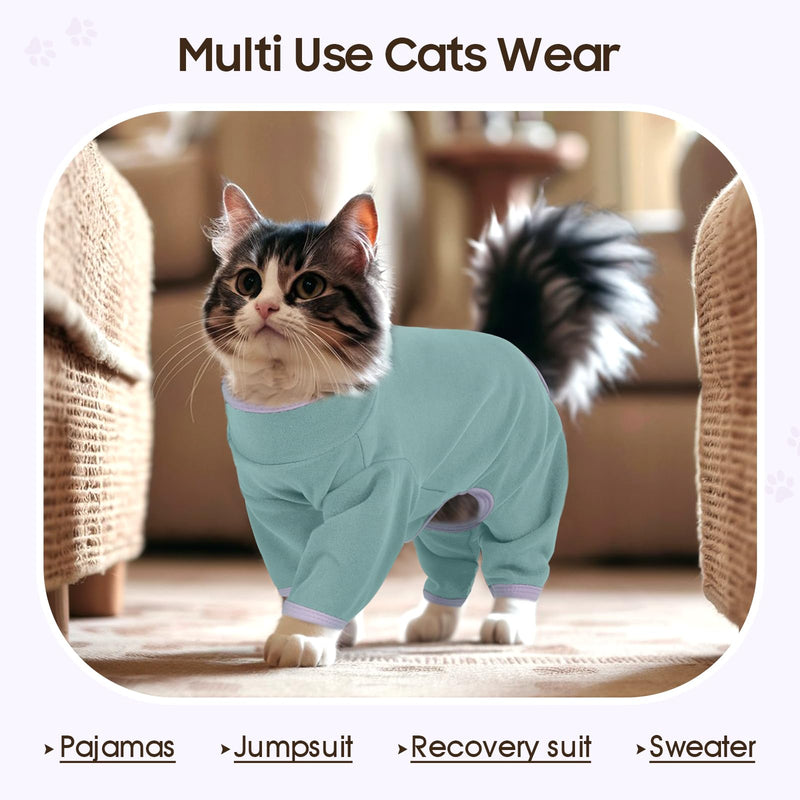 DENTRUN Cat Clothes for Hair Control with Hair Sticky Fabric - Soft Recovery Suit & Breathable Lint-Resistant Cat Sweater for Cats Only, Kitten Onesie Pajamas, XL, Bean Green X-Large - PawsPlanet Australia