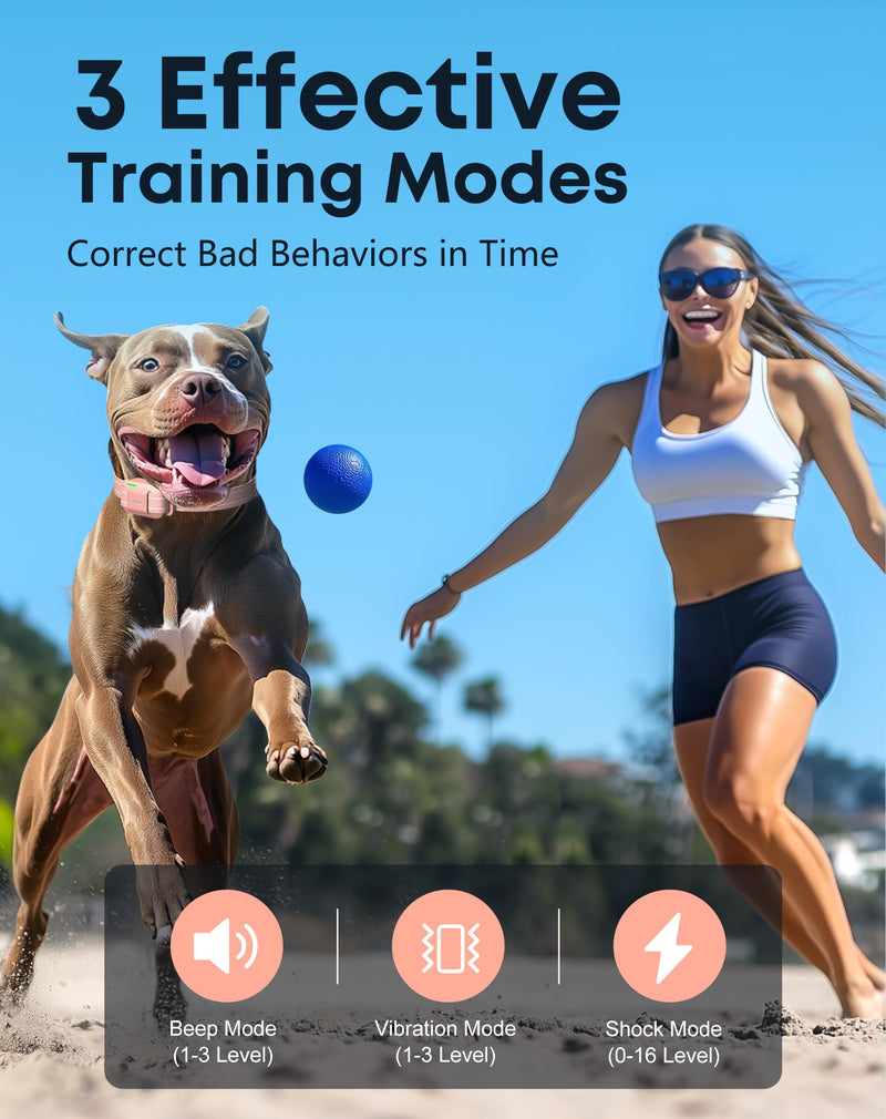 Jugbow Dog Shock Collar - 4200FT Dog Training Collar with Remote for 5-120lbs Small Medium Large Dogs, IPX8 Waterproof E Collar with 4 Training Modes, Security Lock, Rechargeable Shock Collar Pink - PawsPlanet Australia