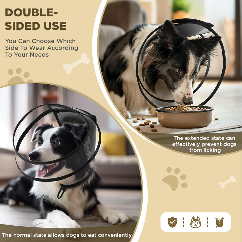 Dog Cone Collar for After Surgery,Transparent Dog Cones Alternative for Small Large Medium Size Dogs,Adjustable Depth Pet Recovery Collars,Elizabethan Collar for Dogs Stop Licking Wound(XXXL) XXXL Transparent