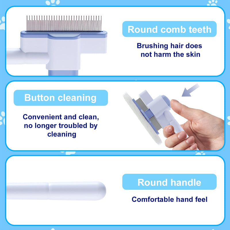 2 Pcs Self-Cleaning Flea Comb for Cats Dogs with Pet Hair Removal Glove – Dual Tooth and Gentle Cat Comb for Long/Short Hair – Ergonomic Zen Brush Cat Grooming/Nit Supplies - PawsPlanet Australia