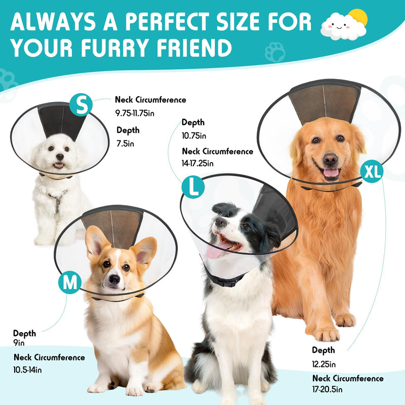 Dog Cone Collar, Transparent Recovery Collar for Large Medium Small Dogs, Soft Cone for Dogs After Surgery to Prevent Licking Wound, Enhanced Visibility Elizabethan Collar Ultra Transparent XL(Neck:17-20.5") - PawsPlanet Australia