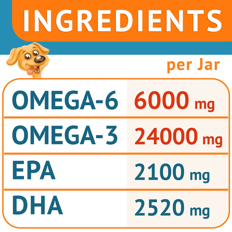 Omega 3 Alaskan Fish Oil Treats for Dogs (180 Ct) - Dry&Itchy Skin + Allergy - Shiny Coats - EPA&DHA Fatty Acids - Natural Salmon Oil Chews - PoultryLiver - PawsPlanet Australia