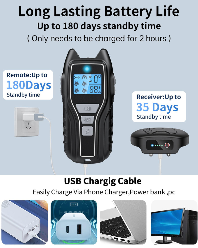 Shock Collar for Dogs 2 Dogs (15-120lbs) 2000FT Dog Shock Collar with Remote Control IPX7 Waterproof Dog Training Collar with Remote 4 Safe Modes Rechargeable Lock Flash Light for All Breeds Black - PawsPlanet Australia