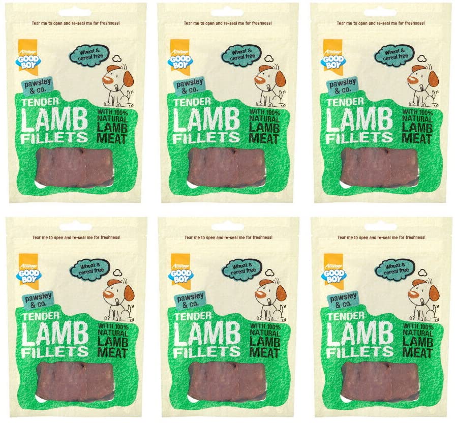 6 PACK GOODBOY LAMB FILLETS 100% NATURAL LAMB MEAT DOG TASTY CHEW TREAT 80G - PawsPlanet Australia