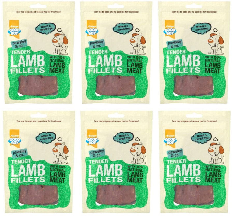 6 PACK GOODBOY LAMB FILLETS 100% NATURAL LAMB MEAT DOG TASTY CHEW TREAT 80G - PawsPlanet Australia