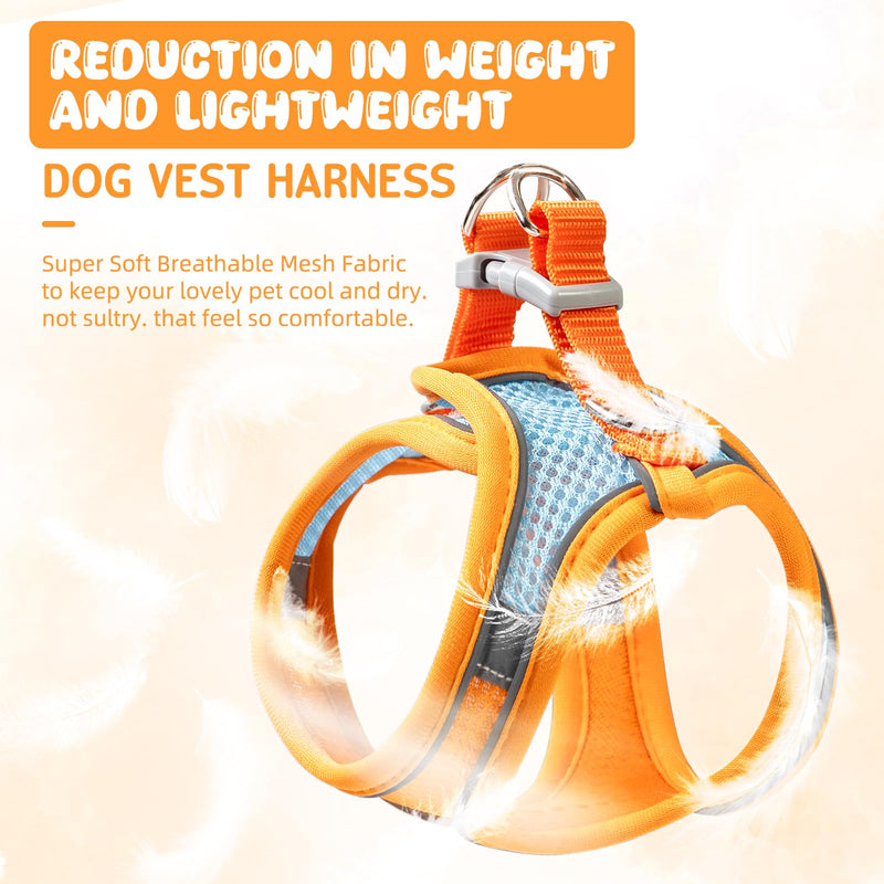 【Escape-Proof Guarantee】 Jieffifa Cat Harness and Leash Set - Adjustable Soft Vest, Reflective Step-in Design for Safe Walking (XXS, Orange/Blue) Orange/bule - PawsPlanet Australia
