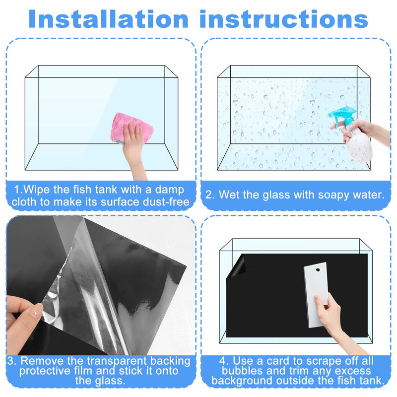 Rainmae 15.7" x 39.3" Aquarium Background, Premium Static Cling Black Fish Tank Background, Fish Backdrop for Aquarium Wallpaper, Vinyl Aquarium Poster Background - PawsPlanet Australia