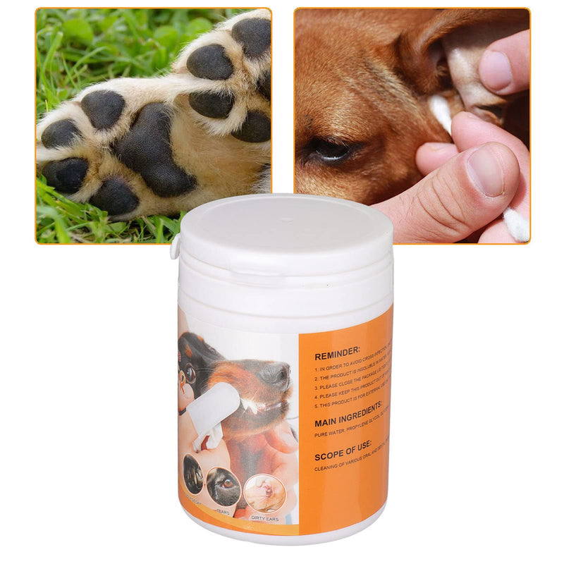 Alomejor Dog Dental Cleaning Cloth, Soft Toothbrush, Stain Remover for Oral Health, 50 Pieces, for Cats and Dogs