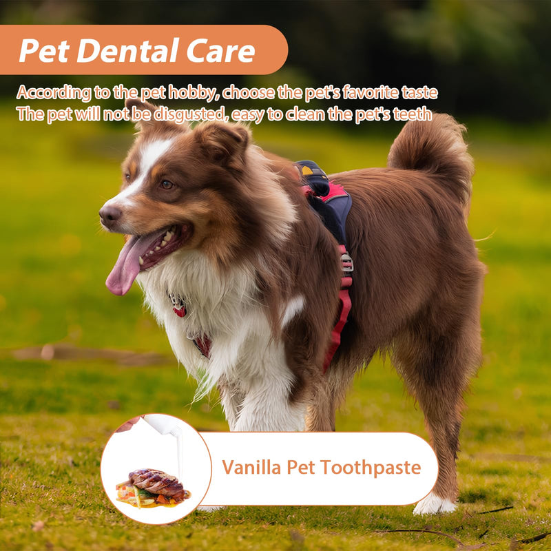 Dog Toothbrush and Toothpaste Care Kit with Vanilla Flavor Toothpaste & Finger Brush & Soft Bristle Toothbrush Teeth Cleaning and Breath Freshener