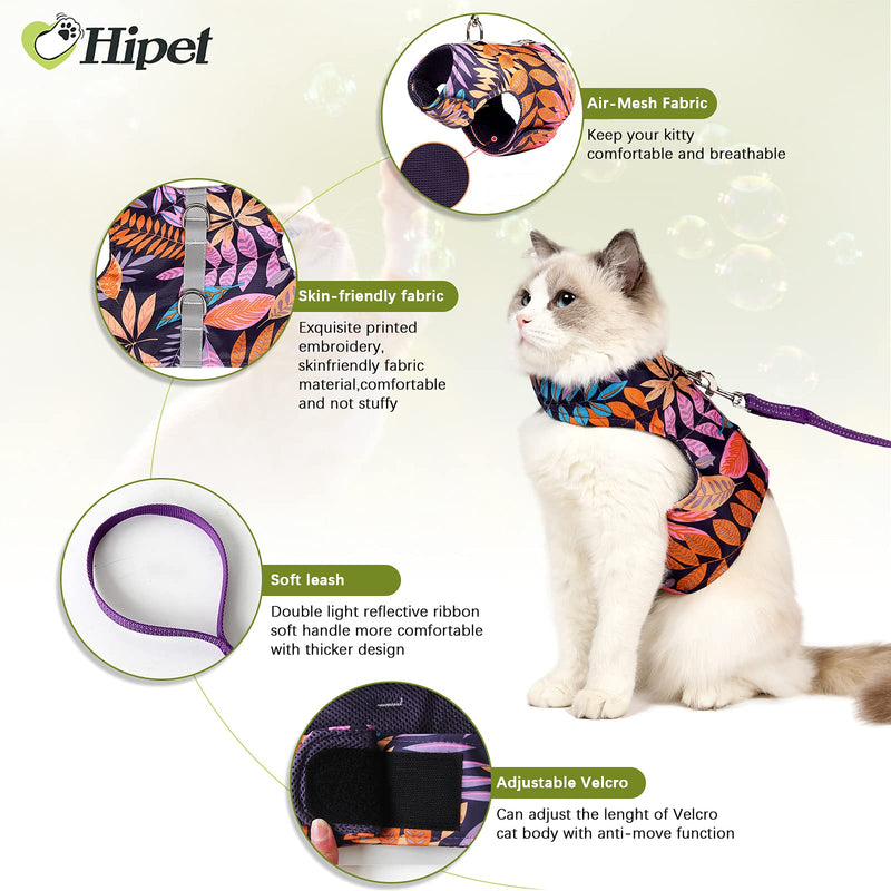 Cat Harness and Leash for Walking Escape Proof Air Mesh Fabric Outdoor Walking Vest with Reflective Strips for Cute Cats and Small Dogs (S, Pink) - PawsPlanet Australia