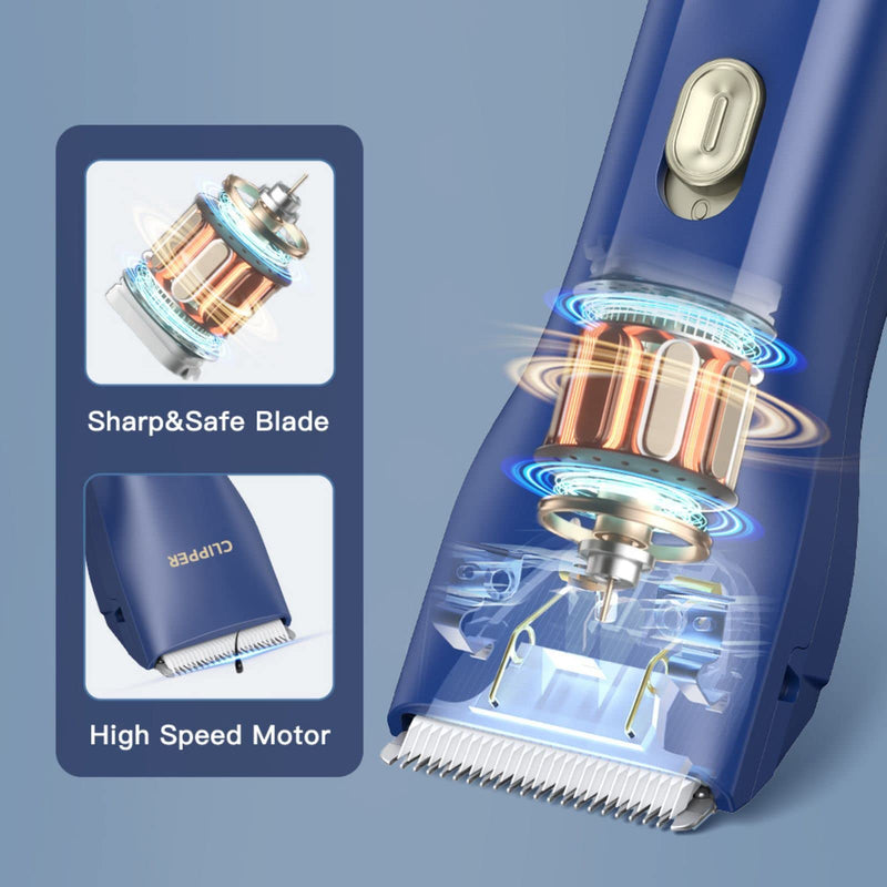 Dog Cat Home Hair Waterproof Clipper Portable Electric USB Rechargeable Pet Grooming Tools Low Noise Shaver Cordless Trimmer for Small and Large Pets L006-blue
