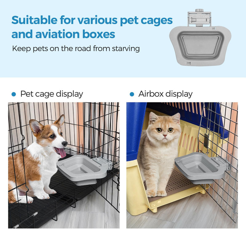 Collapsible Dog Bowls for Crate Dog Kennel Bowls for Travel Foldable Dog Water and Food Bowls for Pet Carrier, Suitable for Small Medium Dogs and Cats, Removable, BPA Free, Grey - PawsPlanet Australia