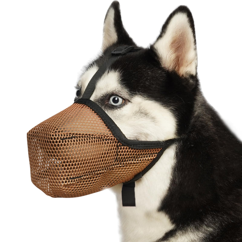 Mayerzon Dog Muzzle, Soft Mesh Muzzles for Small Medium Large Dogs, Adjustable Dog Mouth Guard for Scavenging Biting Licking Chewing Grooming, Allows Panting and Drinking