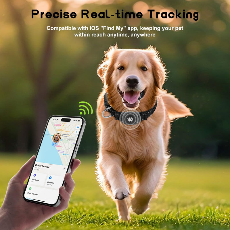 GPS Dog Collar Tracker 2-in-1,Reflective Waterproof Adjustable Pet Collar,iOS-Only,Ideal for Dog Tracking pet Tracker,for Small to Large Dogs,Real-Time Tracking,No Monthly Fees(Black,Large) - PawsPlanet Australia