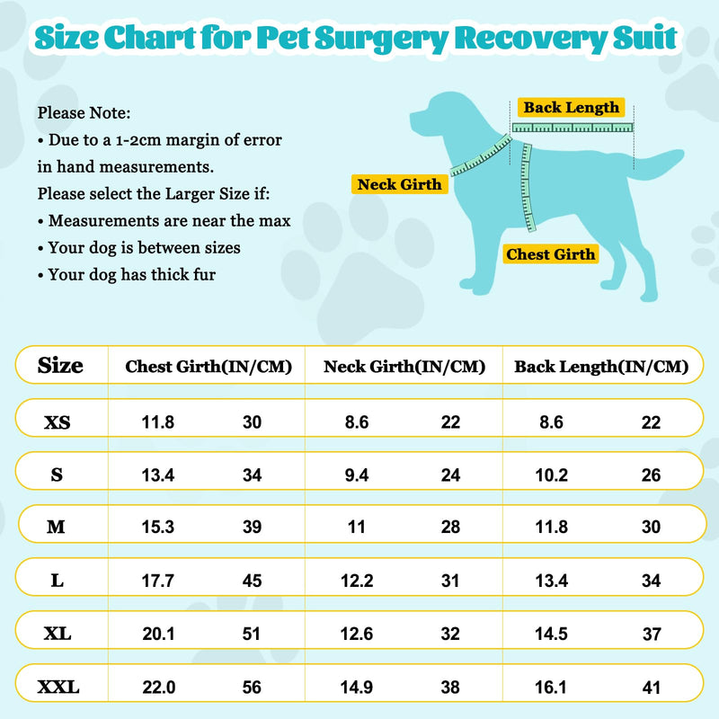 FEimaX Dog Surgery Recovery Suit, Puppy Surgical Bodysuit After Surgery for Female Male Dogs Recovery Suits Cone E-Collar Alternative Dog Onesie Pet Shirt for Small Medium Dogs Cats (L, Blue) L