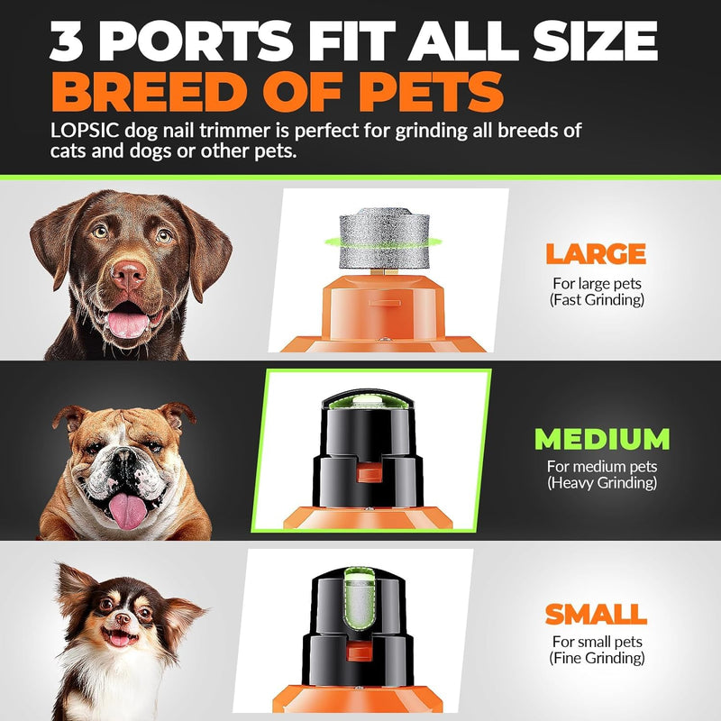 Dog Nail Grinder with 2 LED Lights Powerful 2 Speeds Super Quiet Dog Nail Trimmers with 3 Grinding Wheels Rechargeable Pet Dog Nail Clippers for Large Medium Puppy Dogs Dog Nail File Cat Nail Clipper 🟧🟧🟧Whisper Quiet-Orange🟧🟧🟧 - PawsPlanet Australia