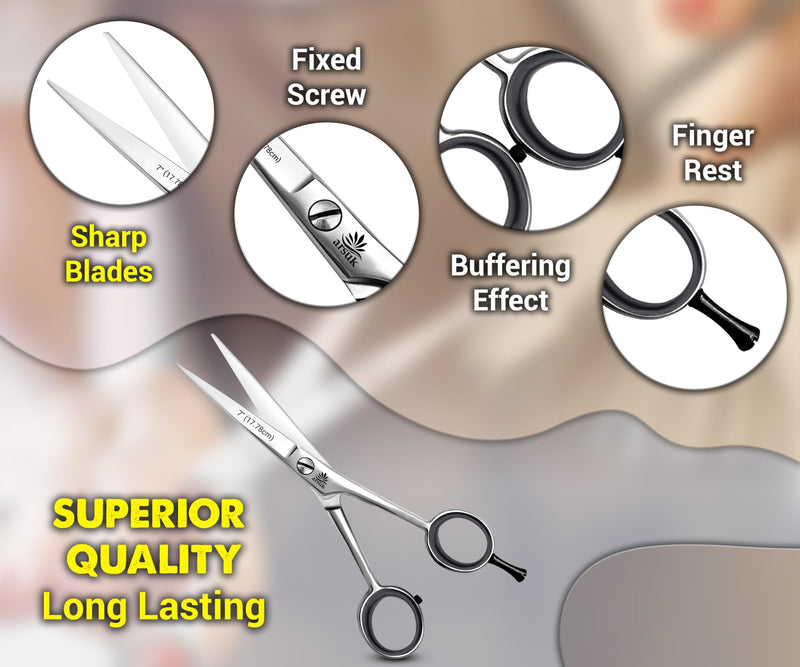 ARSUK Dog Grooming Scissors Straight 7-inch, Pet Hair Cutting Shears for Large & Small Dogs, Cats & Horses - Stainless Steel 7 Inch - PawsPlanet Australia