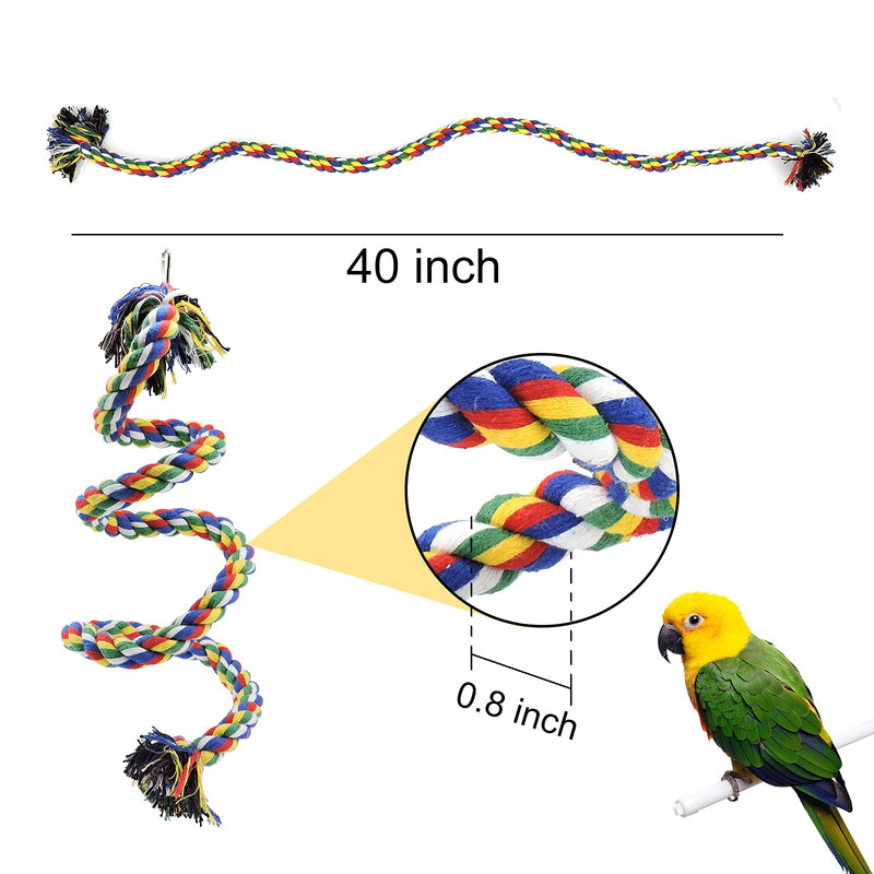 WishLotus Bird Perches, Parrot Colorful Climbing Rope Swing Toys Parrot Stand with Bell and Hanging Clip for Parrots, Budgies, Macaws, Parakeets, and Other Small Birds. (100cm) 100cm - PawsPlanet Australia