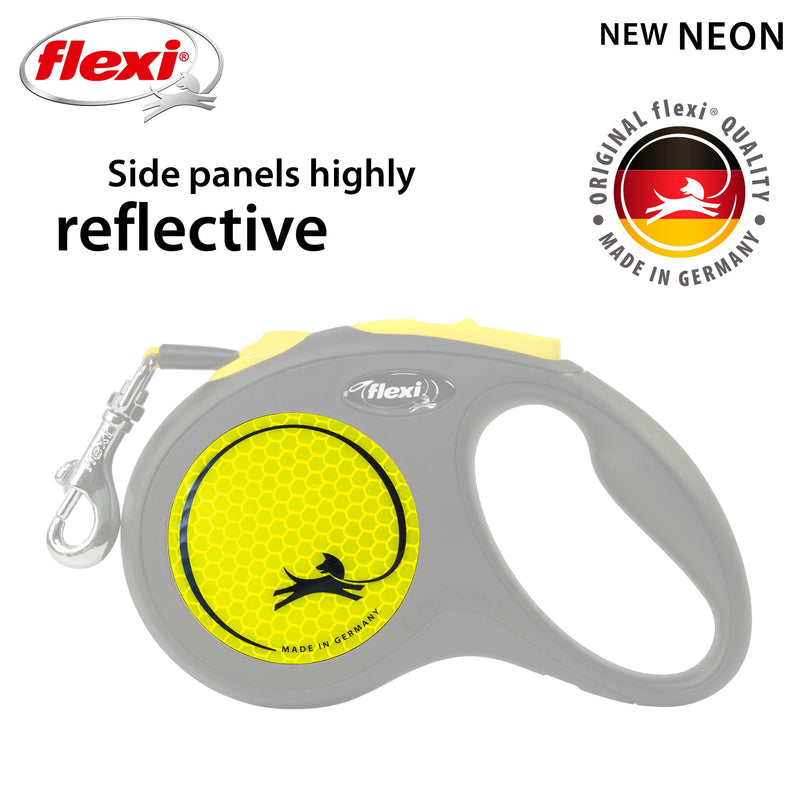 Flexi New Neon Retractable 16' Dog Leash Tape, Small, Black/Neon Small, 16 ft