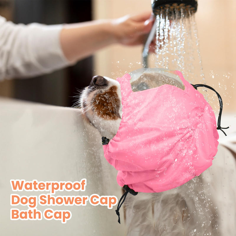 Nanaki Adjustable Shower Caps for Dogs Ears Dog Ear Covers for Bath, Shower Cap Reusable Waterproof Ear Covers for Dogs, Dog Ear Protection for Bath Dog Bath Ear Protection Bathing Grooming Swimming Pink - PawsPlanet Australia