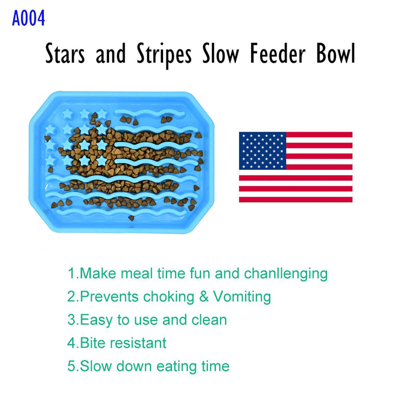 Dog Bowls Slow Feeder, Dog/Cat Puzzle Feeder Bloat Stop to Slow Down Eating,Large Medium Small Breed & Puppy Dog Slow Feeder Bowl (Blue Star)