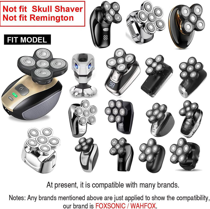 Universal 6 Blade Replacement Heads for Mainstream Shaver Brands, Bald Shaver Replacement Heads with Blade Cover (Black) 6 Black - PawsPlanet Australia