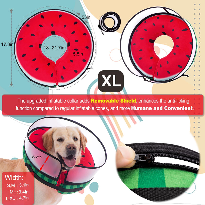 Inflatable Dog Cone Collar with Enhanced Anti-Licking, Soft Neck Donut for Dogs Cats, Recovery Pet Cone Collar After Surgery for Large Medium Small Dogs… (Watermelon, X-Large) Watermelon - PawsPlanet Australia