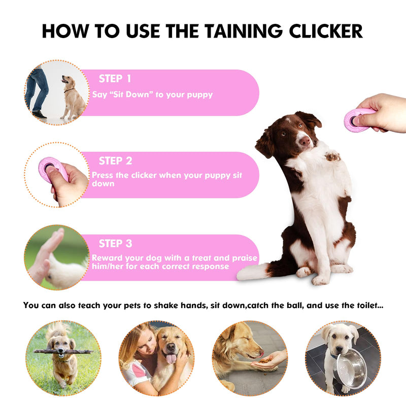 BONSO Dog Training Clicker with Adjustable Wrist Strap - Positive Reinforcement Pet Training Clicker for Dogs, Cats, and Puppies (Pink) Pink - PawsPlanet Australia