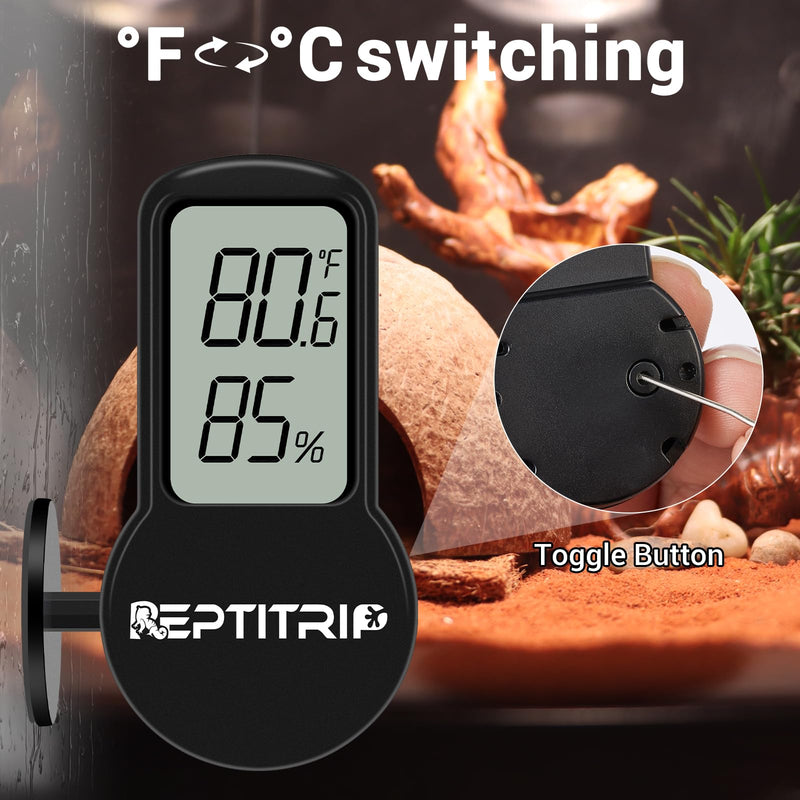 Reptile Thermometer, Hygrometer for Reptile Tank, Hygrometer Thermometer with Digital LCD Display, Support for Fahrenheit and Celsius, with Two Batteries - PawsPlanet Australia