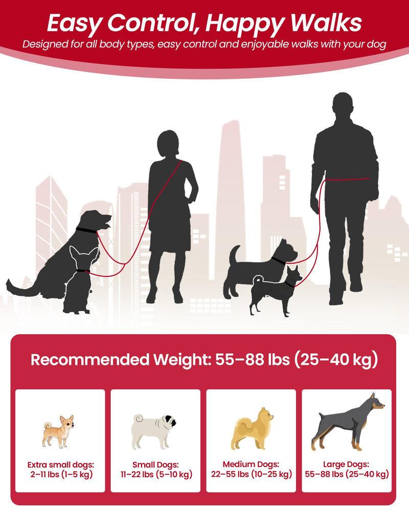 Double Dog Leash - Two Dog Leash No Tangle Design, 3-in-1 Adjustable Waist Belt for Two Dogs, Detachable Dual Leashes, Suitable for Dogs for Training, Running and Walking. Black - PawsPlanet Australia