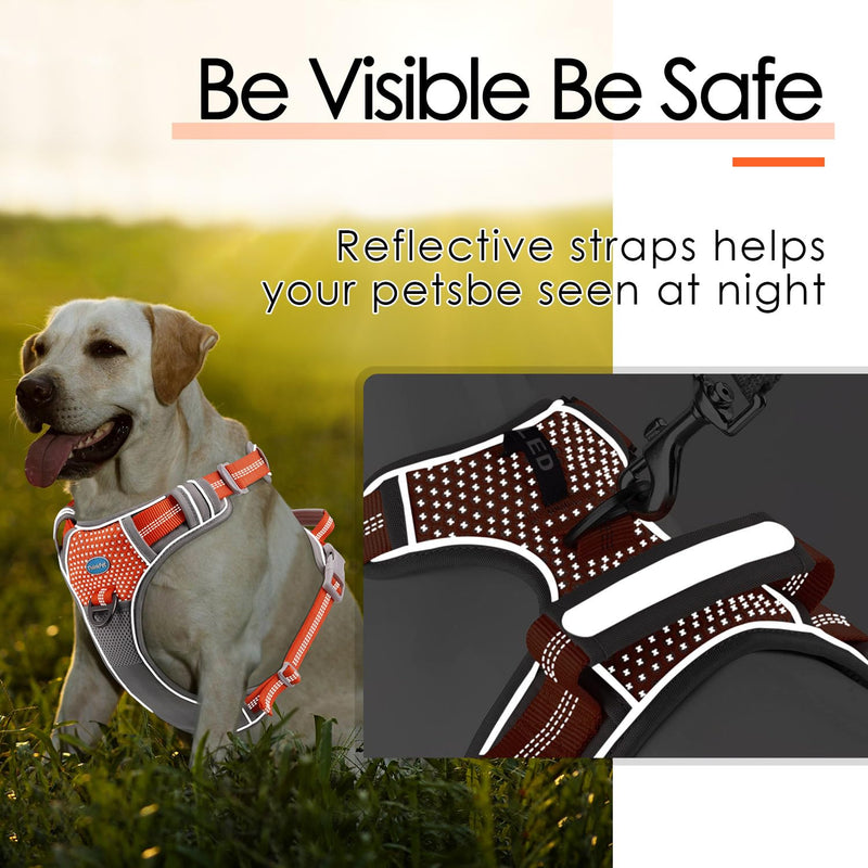 ThinkPet No Pull Harness Breathable Sport Vest with Handle-Dog Harnesses Reflective Adjustable for Medium Large Dogs Bright Orange S(Chest:14"-22") - PawsPlanet Australia
