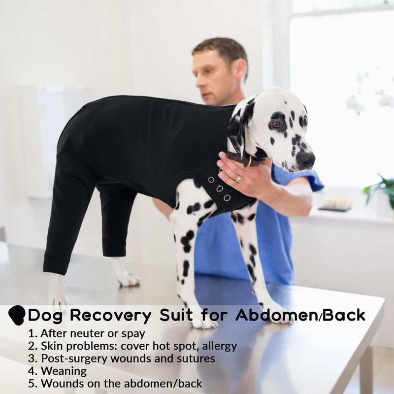 PUMYPOREITY Dog Surgery Recovery Suit with Legs, Leg Cover Dog Shirt Buster Body Sleeves Back Legs Elbow Callus Protector Chest Protector Anti Licking Protection Sleeve(Black, 2XL) Black