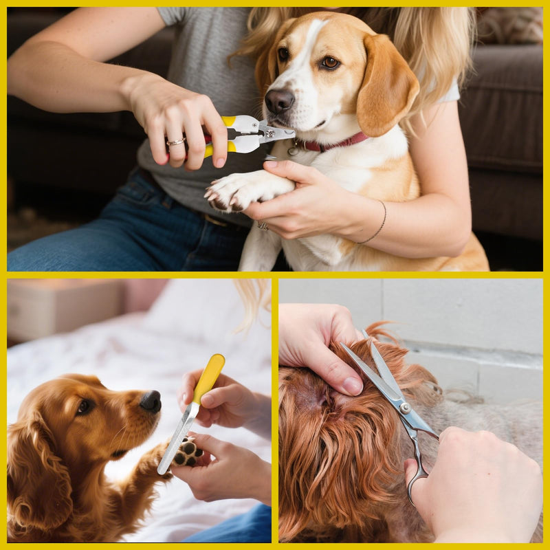 9 Piece Bath Grooming Kit for Pets - Dog Bath Brush Kit Slicker Hair Brush Set with Pet Nail Clipper and File Comb for Shedding Bathing 9Pcs - PawsPlanet Australia