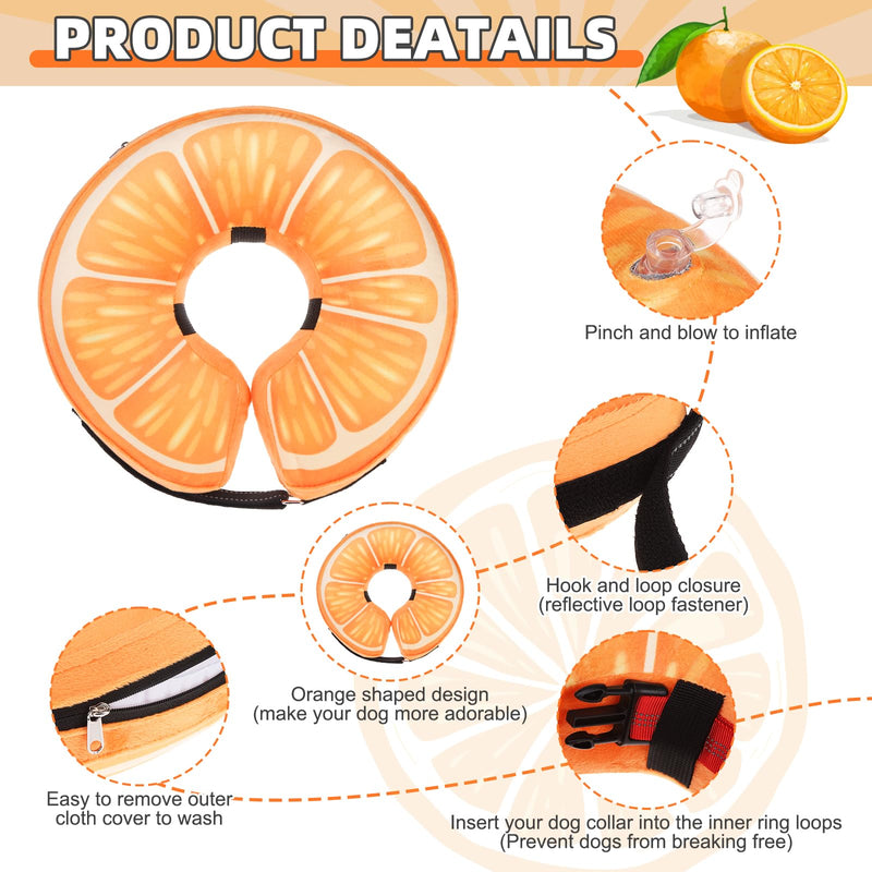 KOOLTAIL Inflatable Dog Cone Collar, Soft Donut E Collar for Dogs After Surgery to Stop Licking Enhanced Alternative, Blow Up Pet Neck Pillow Recovery Adjustable Cone for Dog Cat,Upgrade Size,Orange M orange Medium(13-15in)