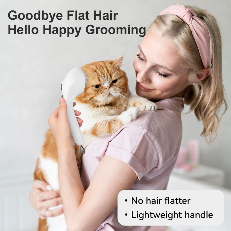 Steam Cat Brush with Release Button, [Ultra-Quiet Design/Comfort-Grip Handle] Pet Spray Dog Brush, Rechargeable Pet Steam Brush for Long Short Hair Cats, Dogs, Rabbits Grooming(Gray-White) Gray-White - PawsPlanet Australia