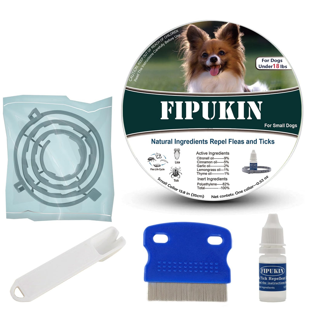 Natural Ingredients Flea Repellent Collar for Small Dogs,Safe and Effective Flea and Tick Repellent, Waterproof,8 Months Protection,Free Comb and Tick Scoop,Flea Repellent Drops,13.8 Inches,1-Pack 1-pack