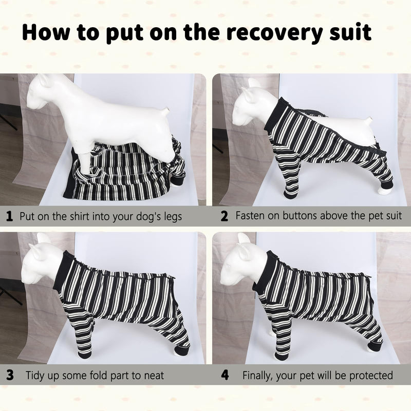 Dog Recovery Suit Female Spay Surgical for Dogs After Surgery | Anti-licking, wound protection, breathable, lightweight, collar alternative, button closure design, for small medium dogs Black L