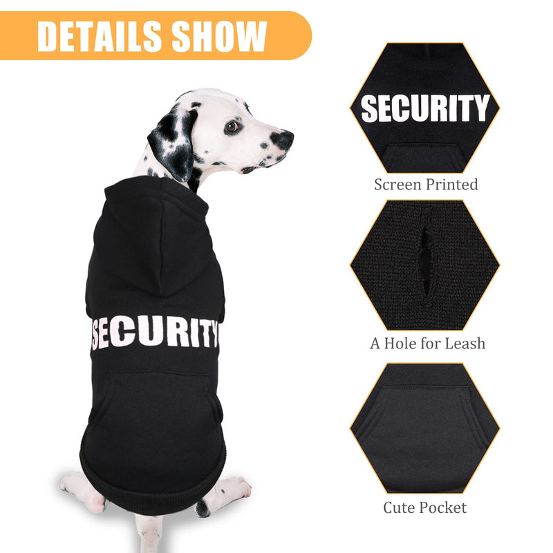 Dog Hoodie Security Dog Sweater Soft Brushed Fleece Dog Clothes Dog Hoodie Sweatshirt with Pocket Dog Sweaters for Large Dogs(XL),Black X-Large