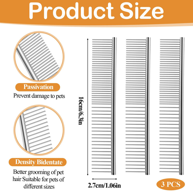 3 PCS Dematting Comb for Dogs Stainless-Steel Dog Comb Lightweight Metal Combs for Dogs Comfortable Dog Grooming Combs Effective Dematting Tool Portable for Cats Pets Knots Loose Hair Removal - PawsPlanet Australia