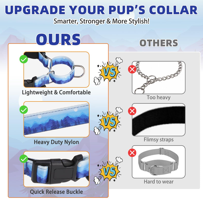 KOOLTAIL Martingale Collar for Dogs for Small Medium Large Dogs, Soft Padded Nylon No Pull Dog Collar with Buckle, Adjustable No Slip Heavy Duty Durable Puppy Training Collar for Boys Girls, Blue S