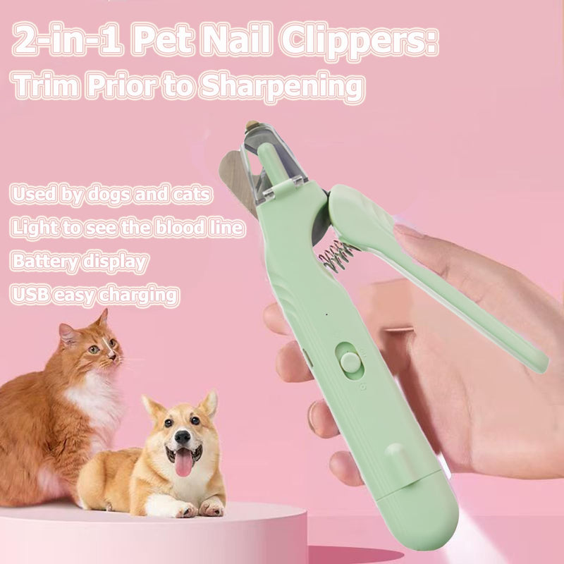 2 In 1 Pet Nail Clipper and Grinder, Professional Electric Rechargeable Pet Nail Fast Trimmer, Painless, Claw Care Grooming, Smoothing, Silent - Shockproof, For Small, Large Dogs & Cats, upgraded - PawsPlanet Australia