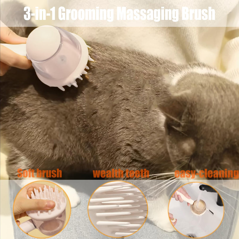 3 In One Pet Massaging Brush - Clean,Massage,Groom Comb - Silicone Comb Suppleness Brush ，Pet Friendly Wash Tools For Cats&Dogs (white) white - PawsPlanet Australia