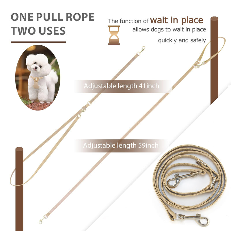 Flower Dog Harness with Leash Set, Cute Soft Puppy Harness for Small Girl Boy Dogs, No Pull No Choke Escape Proof Pet Harnesses, Brown S - PawsPlanet Australia