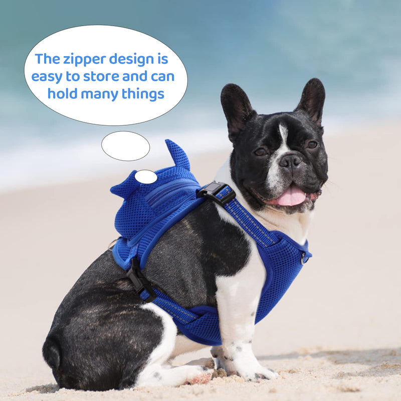 Dog Harness with Backpack, Adjustable Dog Backpack Harness for Small Medium Dogs, No-Pull Breathable Backpacks for Dogs to Wear, for Traveling, Hiking, Camping, Training, Blue S Blue Shark - PawsPlanet Australia