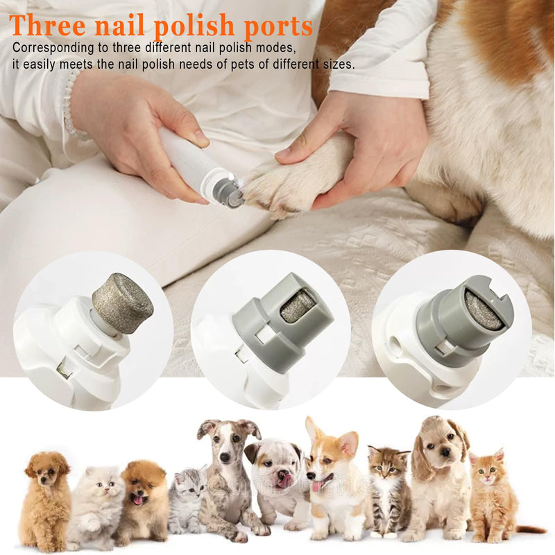Dog Nail Grinders, Electric Rechargeable Pet Nail Trimmer Low Noise with LED Light 2-Speed Mode for Large Medium Small Dogs & Cats