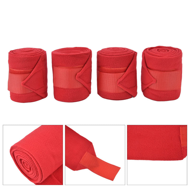 4Pcs Horse Leg Warp, Polyester Self Adhesive Breathable Wear Resistant Animal Leg Bandage for Cows Horses Red