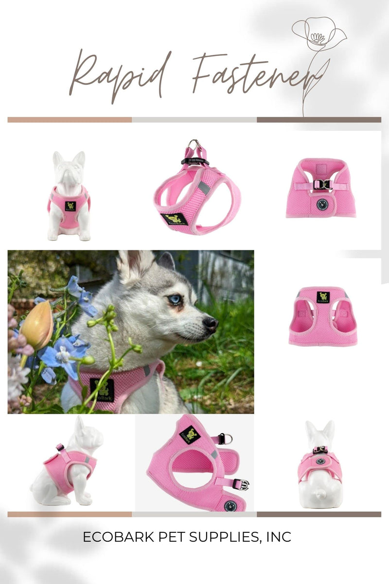 EcoBark Teacup Dog Harness - Step in Dog Harness, Eco Dog Harnesses for XXS, XS, and Small Dogs - Reflective and Adjustable Mini Body Halter Vest - Tiny Soft Mesh Toy Breed Harness (Baby Pink, XXXS) XXXS- 2 to 3 lbs- Chest up to 10 in (Pack of 1)