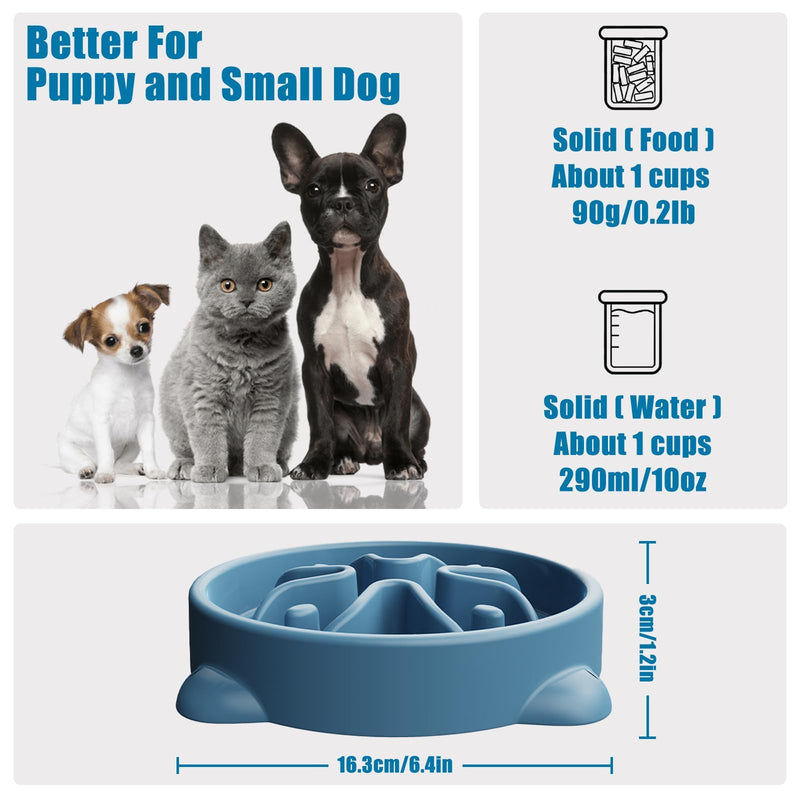 Slow Feeder Dog Bowls Small Breed, Dog Food Bowl Small Dog Anti-Choking Bloat Stop Puzzle Healthy Eating Bowl (Blue, 1 Cup) Blue - PawsPlanet Australia
